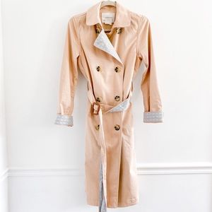 Anthropologie Gingham Lined Tan Trench Coat